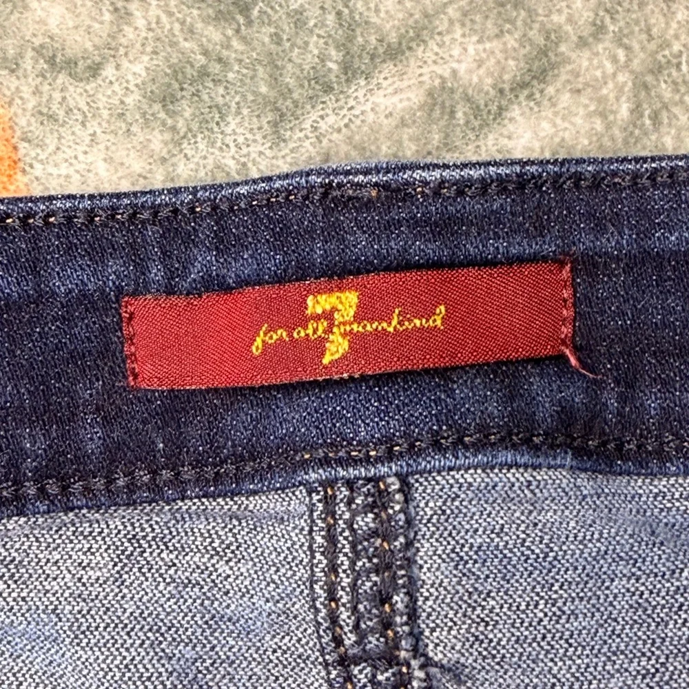 7 For All Mankind Dark Blue Denim Skirt - Picture 2 of 7